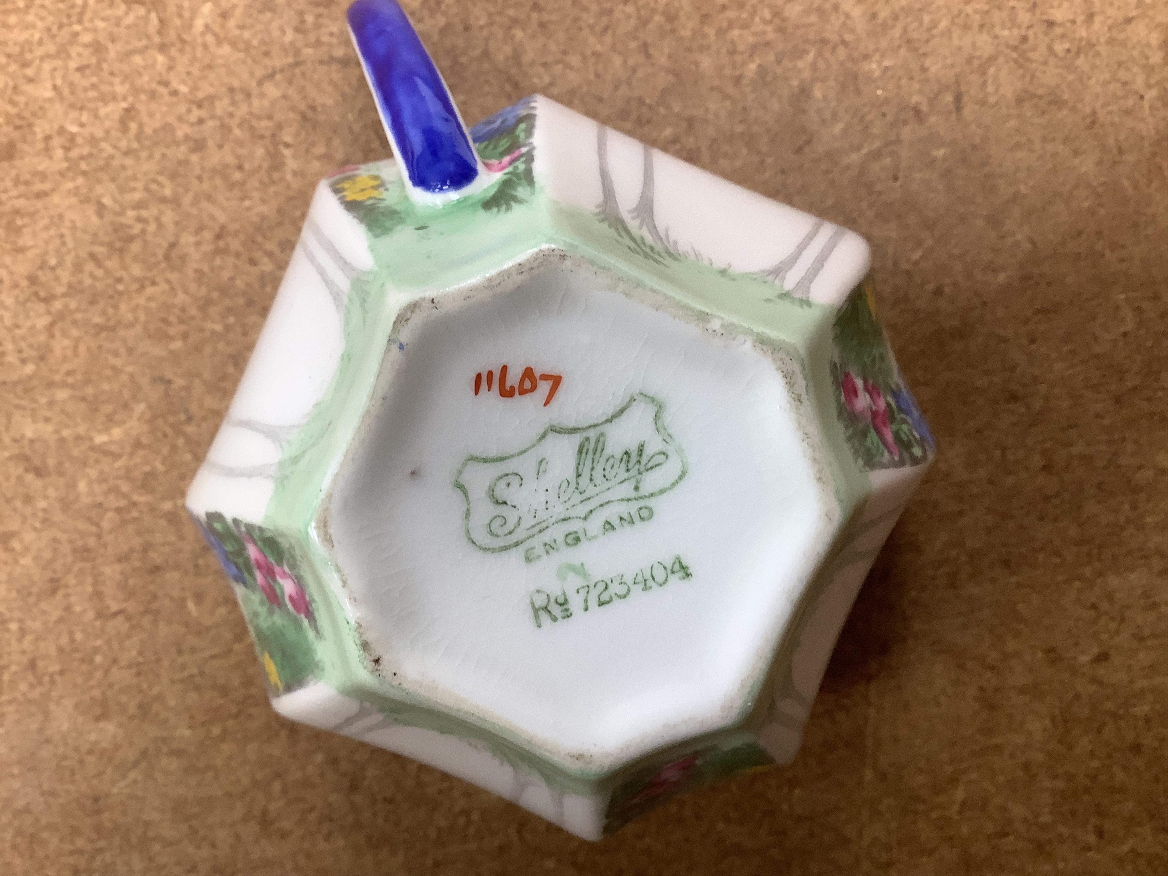 An Art Deco Shelley ‘My Garden’ part teaset to include cups, saucers, jugs and sandwich plates
